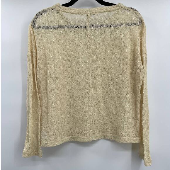 Forever 21 Womens Lace Mesh Knitted Cream Pullover Cover Up Beige Small - Picture 2 of 8